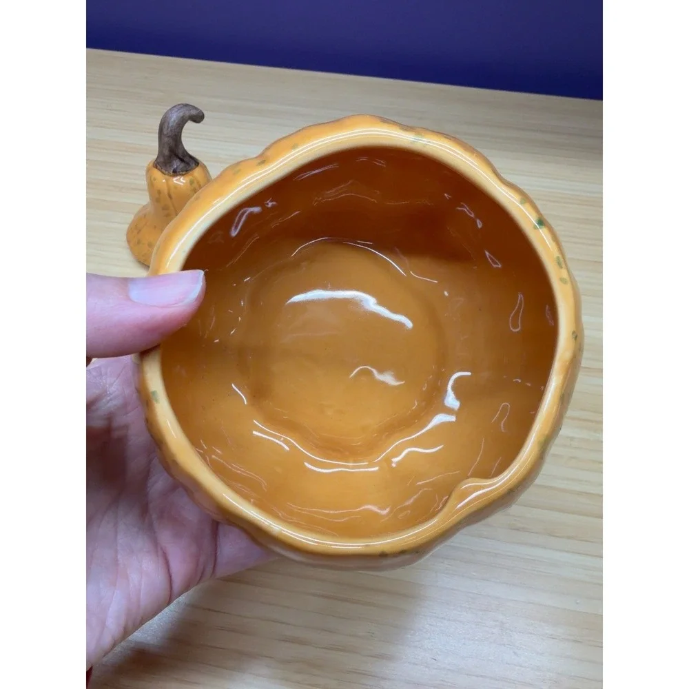 Williams Sonoma B Eigen 2008 Orange Gourd Lidded Soup Bowl Fall Decor